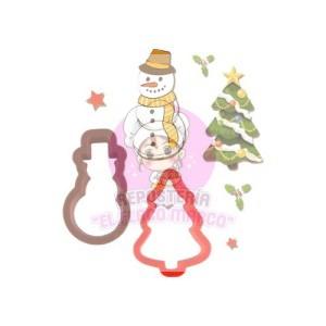 Cortador muñeco y arbol navideño